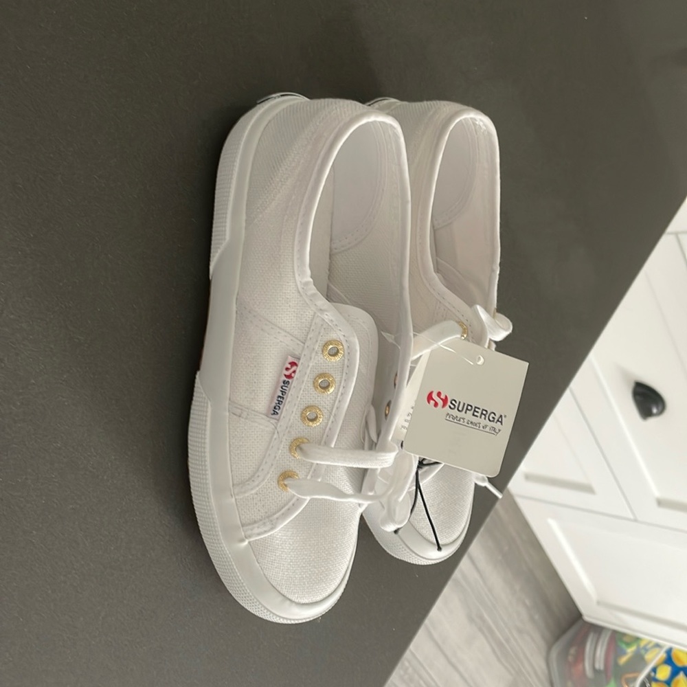 Superga white sneakers. Brand new with tags!